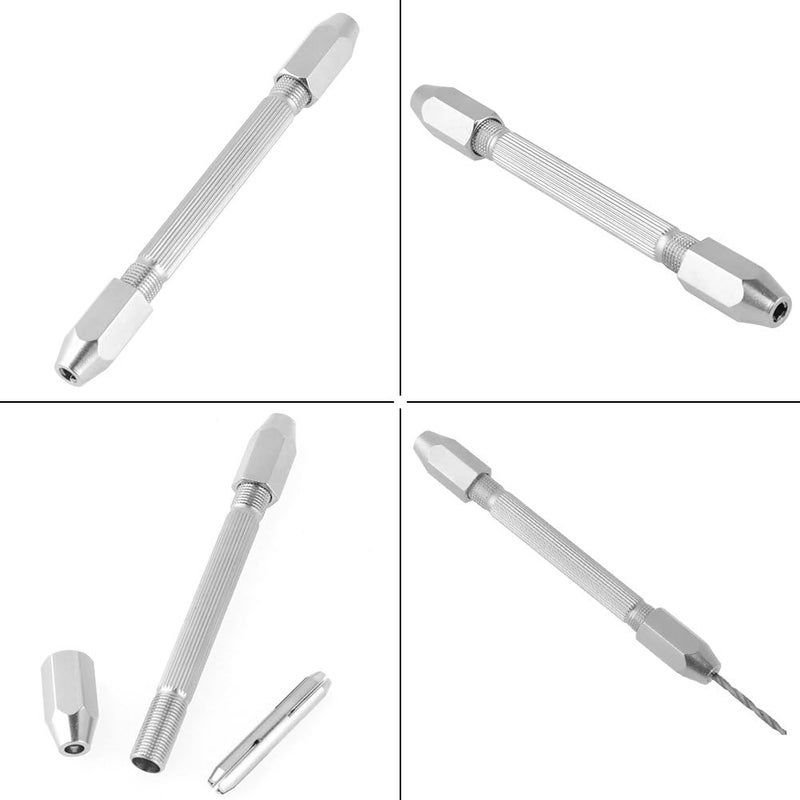 woobles Double End Hand Drill Set, Hand Drill Bits Set Silver Hand Drill with 10 Pcs Precision Pin Vise Micro Twist Drill Bits for Making Artwork Crafts Hanging Jewelry - Image 3
